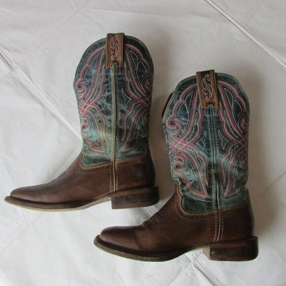 USED Durango Women's 6 Arena Pro Western Boot Dark Bay/Caribbean Blue - Picture 1 of 6